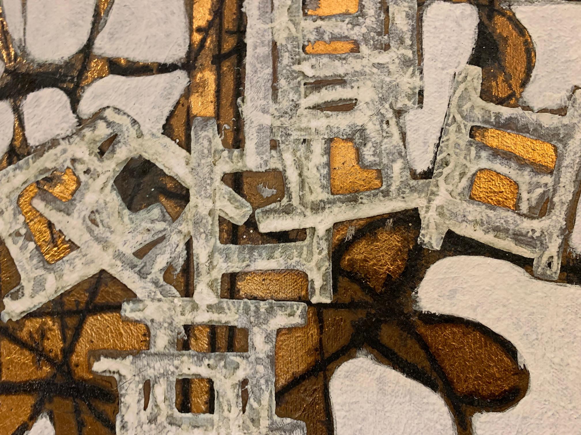The Home of The Muses -Andrea Stella-Figurative Abstract Painting-Mixed Media For Sale 4