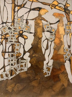 „The Home of The Muses“ –Andrea Stella-Figuratives abstraktes Gemälde mit gemischten Medien
