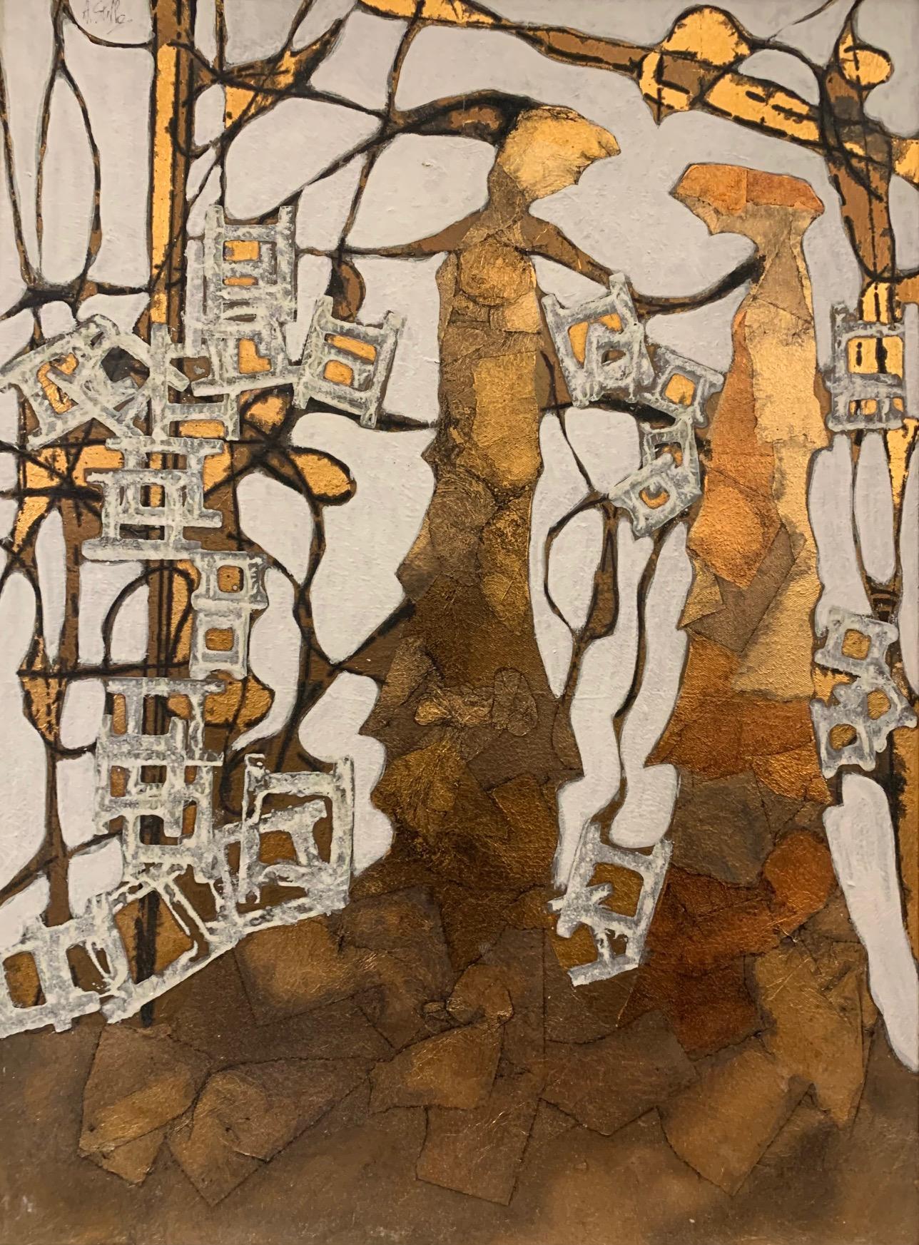 The Home of The Muses -Andrea Stella-Figurative Abstract Painting-Mixed Media