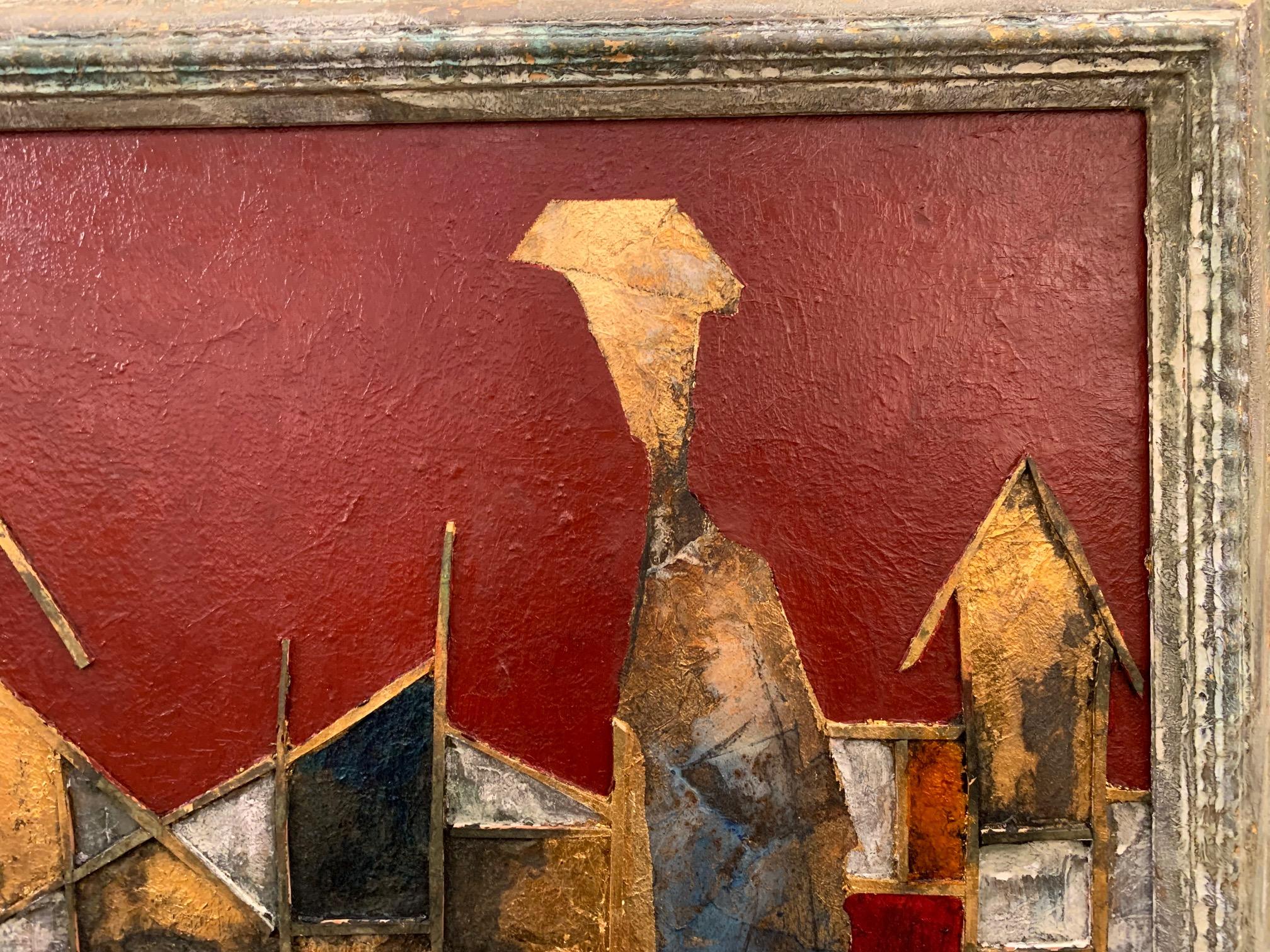 The Magical Village - Andrea Stella - Landscape Abstract Painting - Mixed Media im Angebot 3