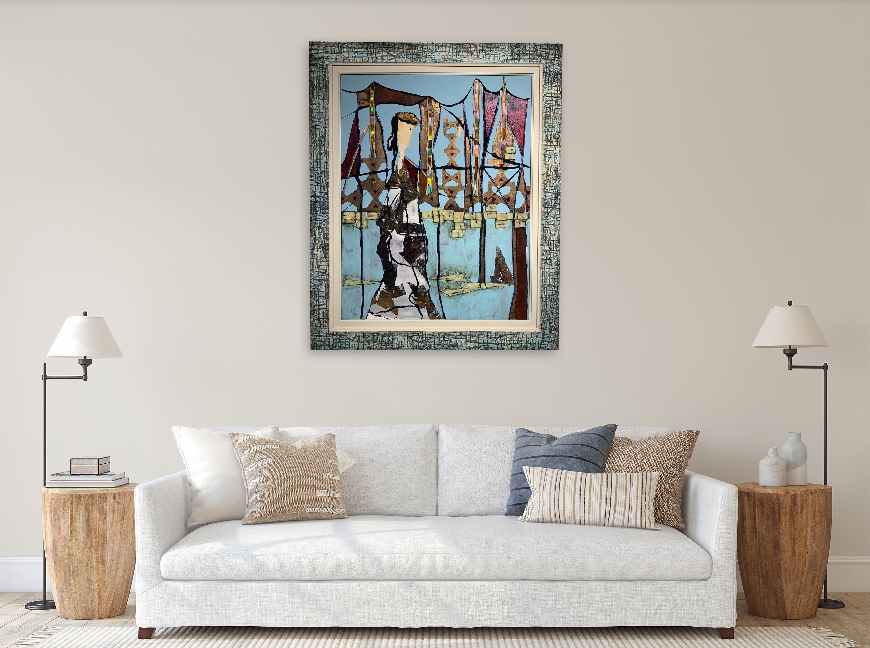 La muse de la baie - Andrea Stella - Peinture figurative - Techniques mixtes - Contemporain Painting par ANDREA STELLA
