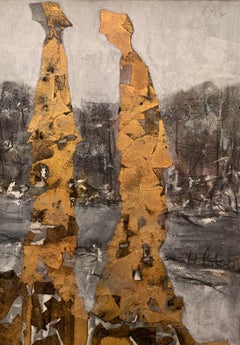 The Return - Andrea Stella - Figurative Painting - Mixed Media & Gold Leaf