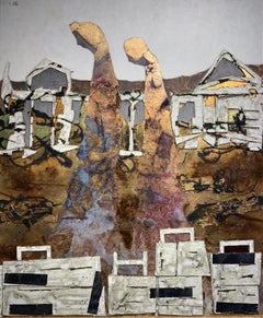 The village of Tamara -Andrea Stella-Figurative Abstract Painting-Mixed Media