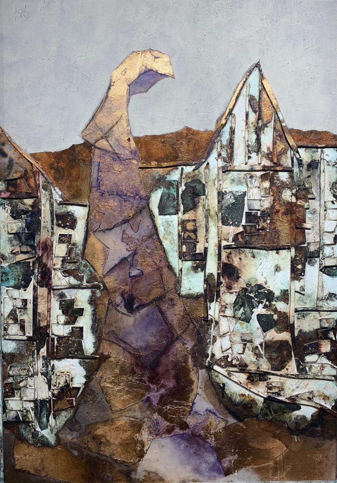 Woman of The Village -Andrea Stella-Figurative Abstract Painting-Mixed Media - Mixed Media Art by ANDREA STELLA