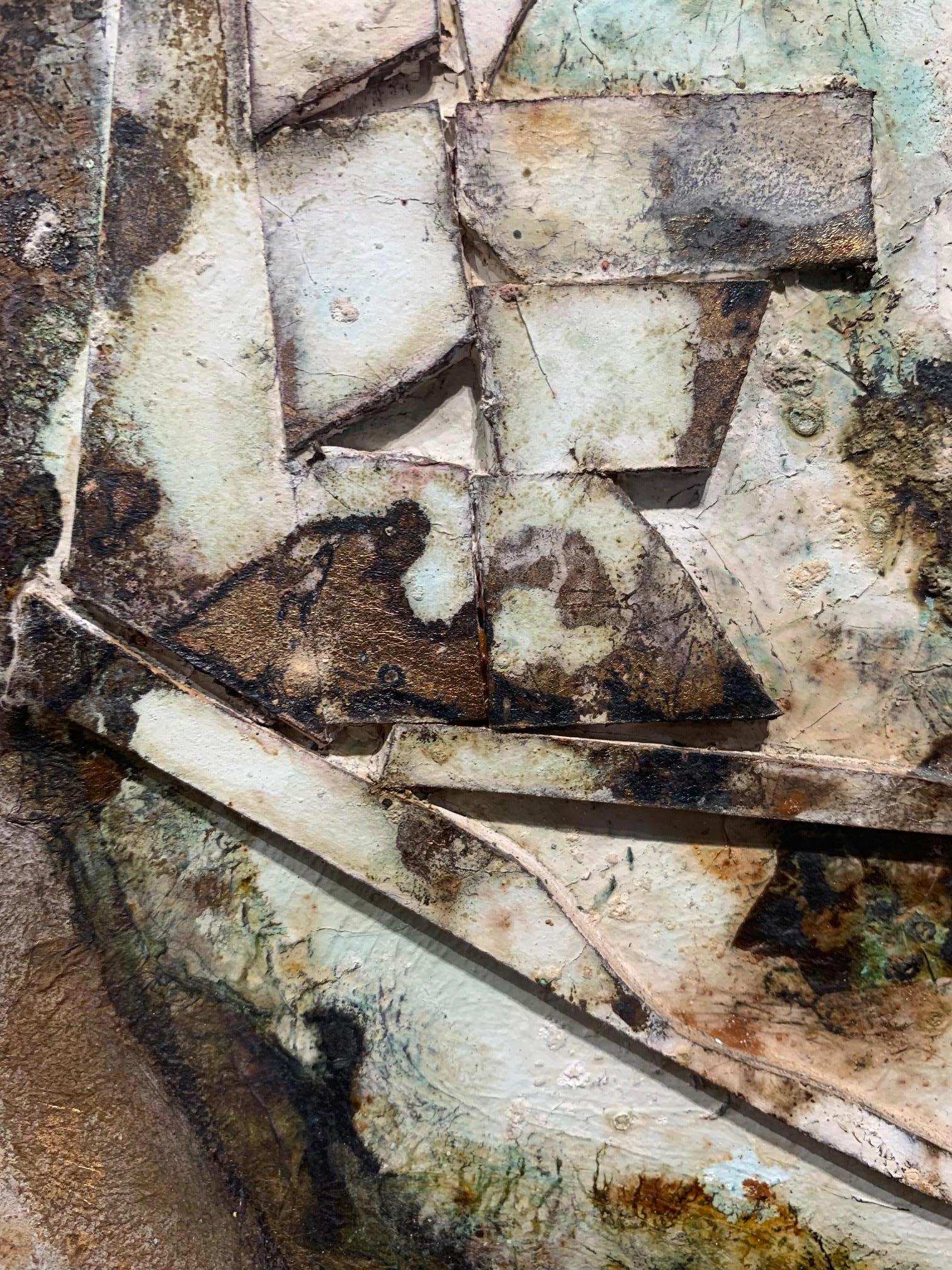 Woman of The Village -Andrea Stella-Figurative Abstract Painting-Mixed Media For Sale 1