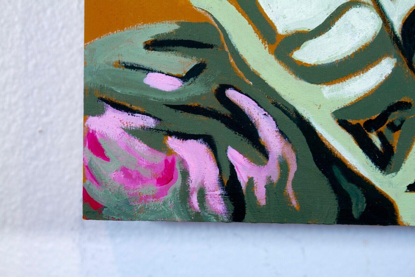 Contemporary Andrea Tama Green House Series #4 Signed Acrylic on Panel Modern Still Life 2023