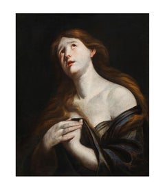 17th Century by Andrea Vaccaro Penitent Magdalene Oil on canvas