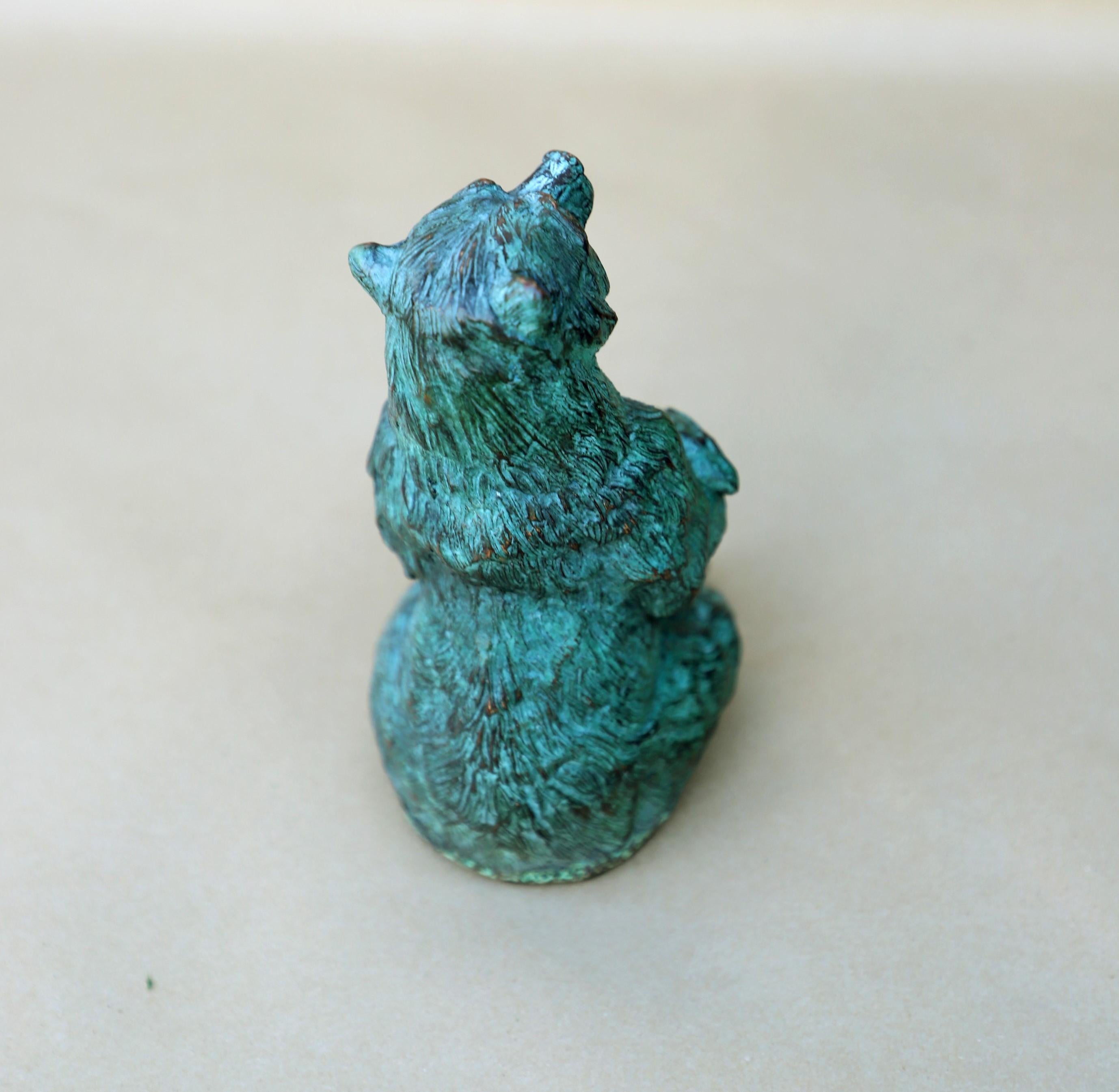 Gone Fishin' - Green Patina - Sculpture by Andrea Wilkinson