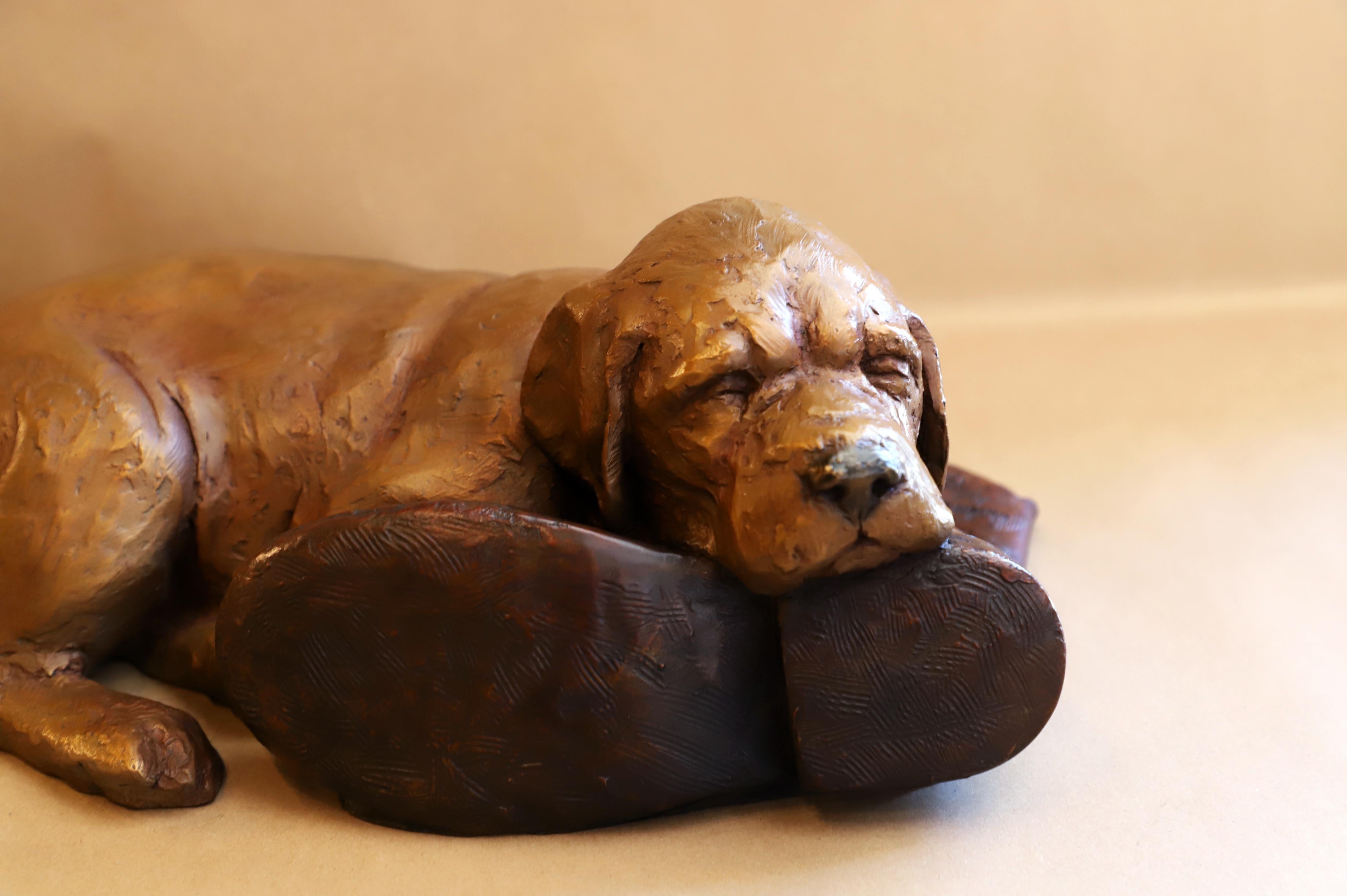 L'ora del pisolino (Cucciolo su uno stivale) - Sculpture di Andrea Wilkinson