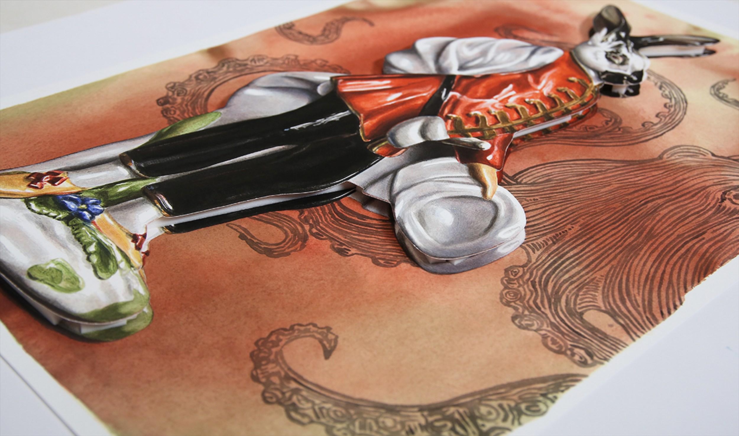 L'indovino - Portrait Print Beige di Andreas Amrhein