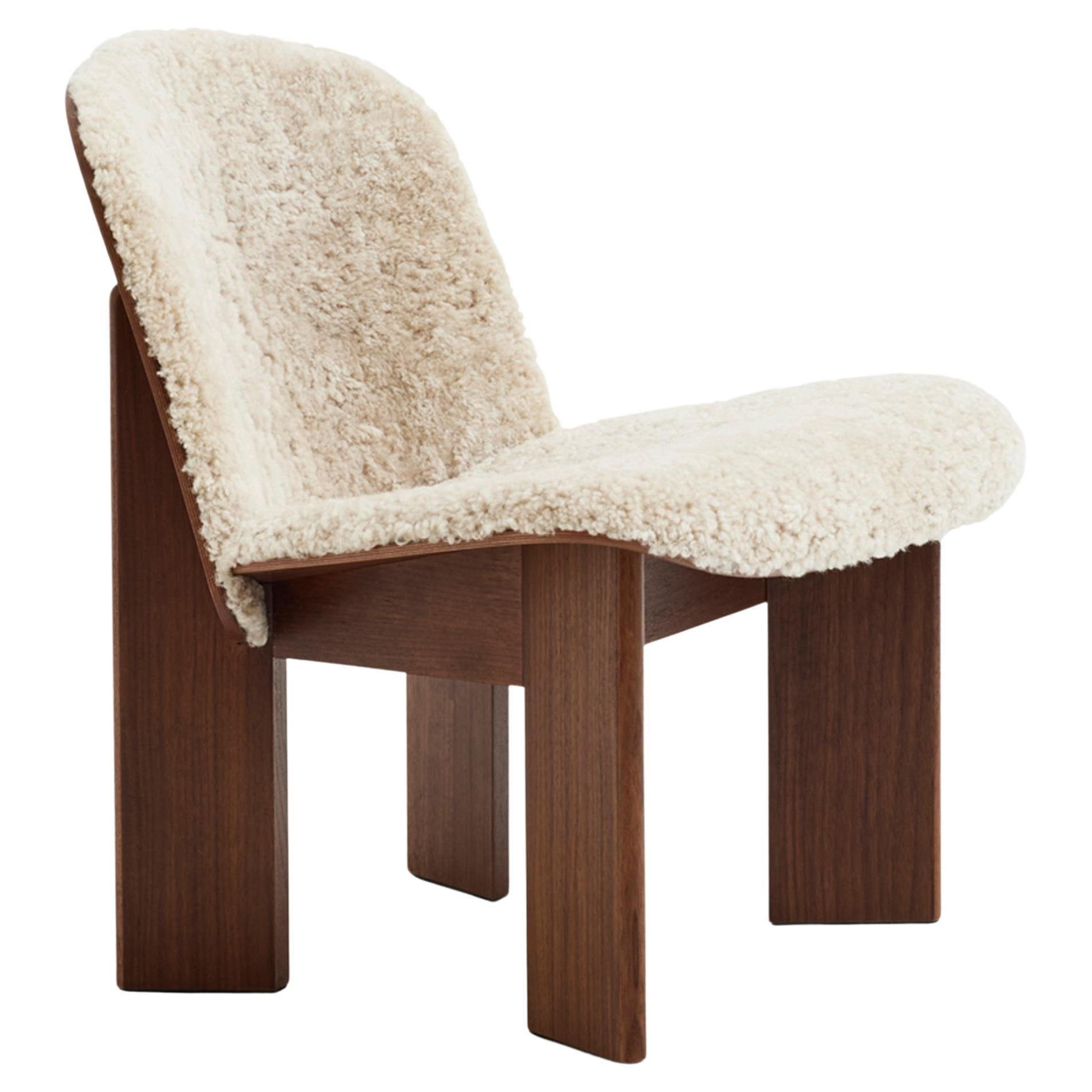 Andreas Bergsaker Chisel Lounge Chair-Sheepskin Mohawi 21/Lacquered Walnut-Hay