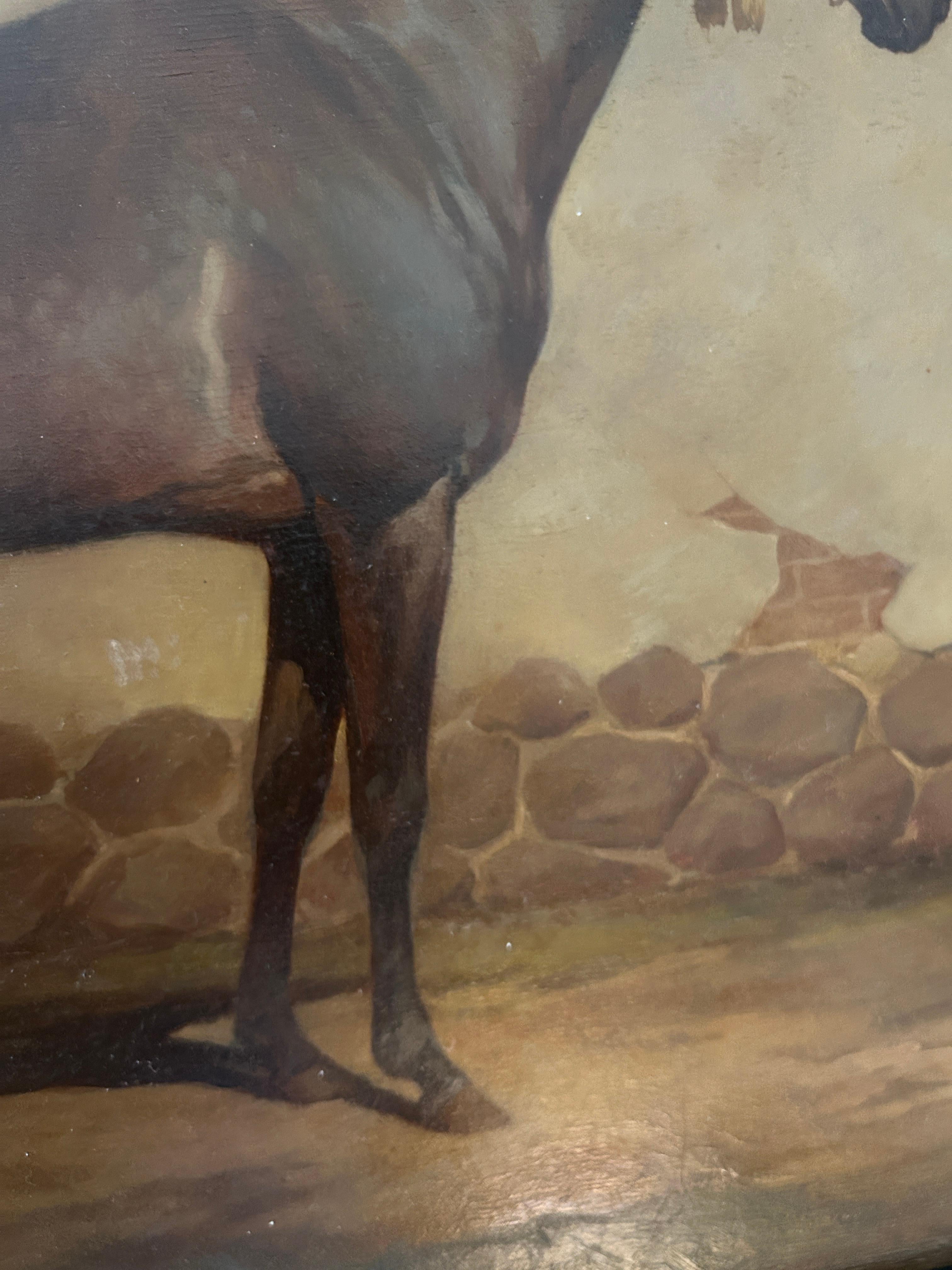 Andreas Bortowski 'Horse in Stable' Equestrian Oil Painting 2