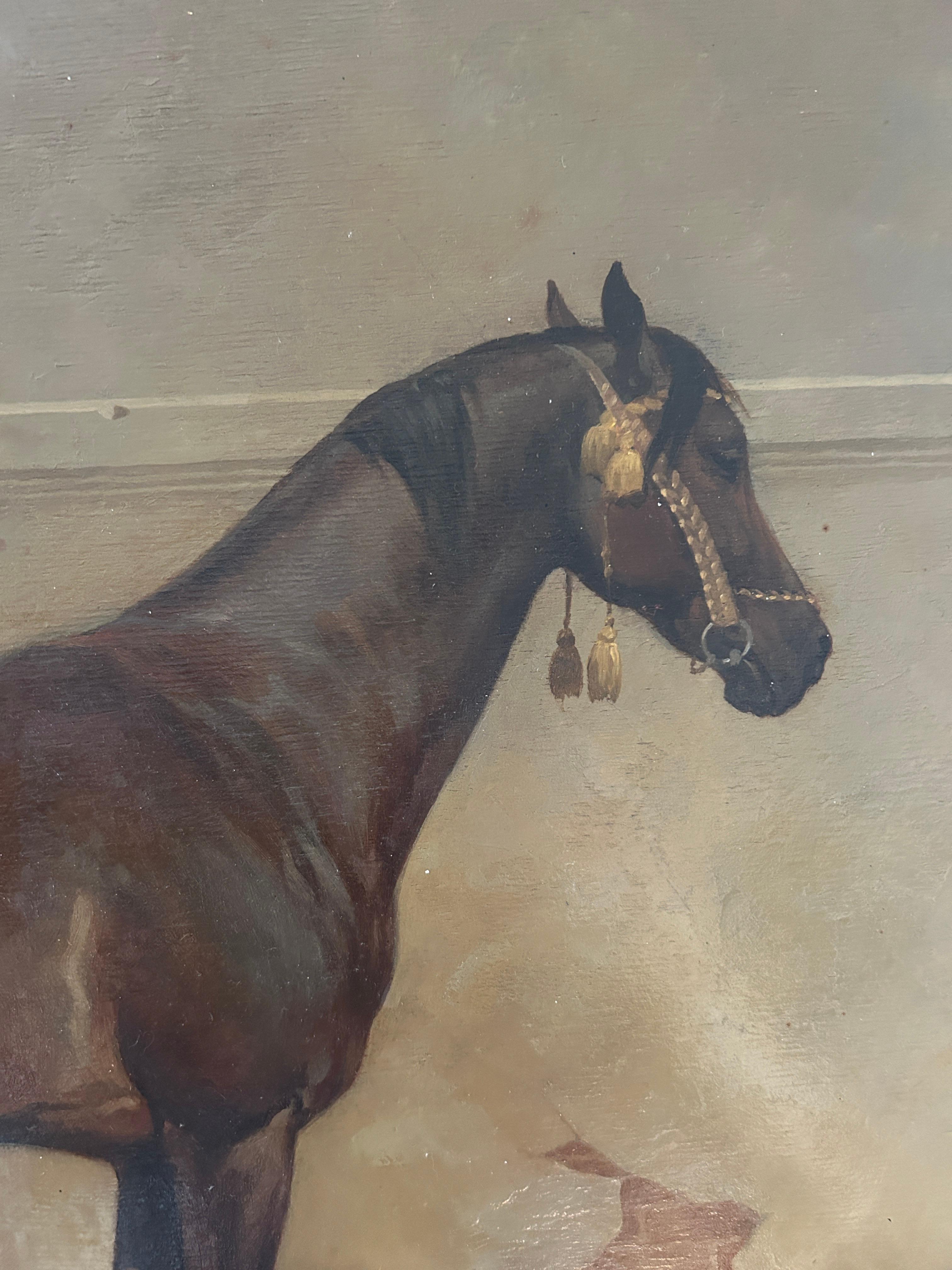 Andreas Bortowski 'Horse in Stable' Equestrian Oil Painting 3