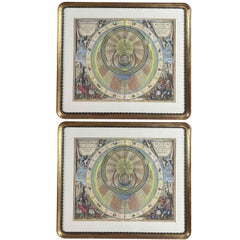 Coppia di Mappe Celesti XVIII Secolo da Harmonia Macrocosmica Set di Due