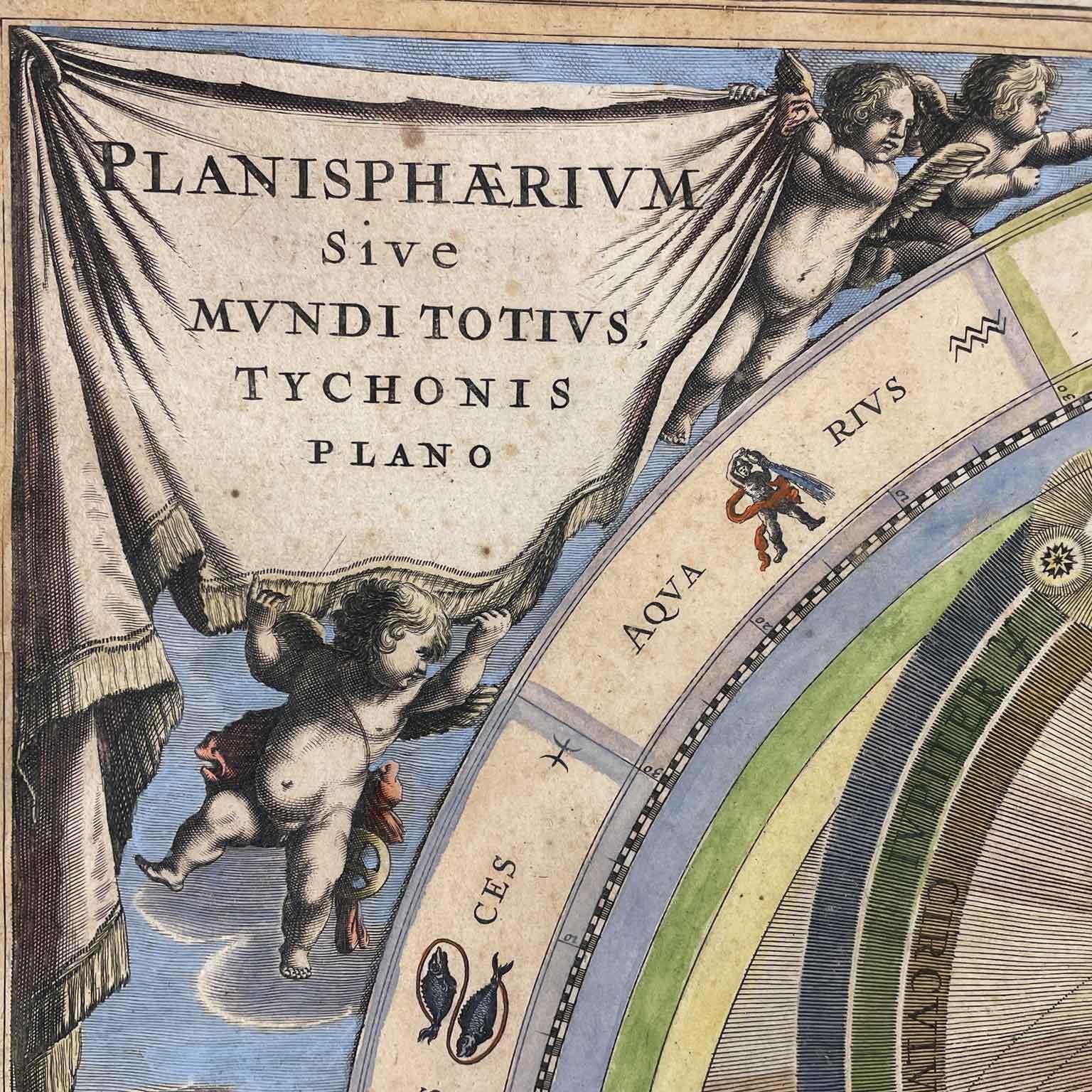 Cellarius Andreas Coppia di Mappe Celesti Acquarellate XVIII Secolo intitolate:
Planisphaerivm Aratevm sive Compages Orbivm Mvndanorvm ex Hypothesi Aratea in Plano Expressa e
Planisphaerium Braheum, sive Structura Mundi Totius ex Hypothesi Tychonis