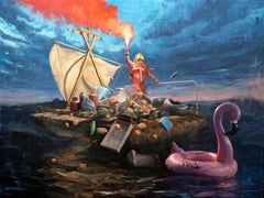 "Un mar suave nunca hizo a un marinero hábil " Por Andreas Claussen, Óleo surrealista