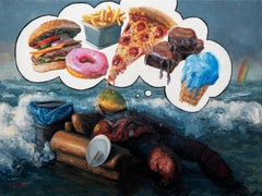 "Enjoy the Temptations of the Past" (2024) Contemporary Surrealist Oil Painting