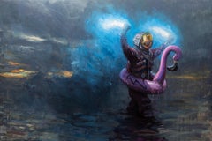 "Not Your Average Hero" di Andreas Claussen, dipinto surreale di un astronauta