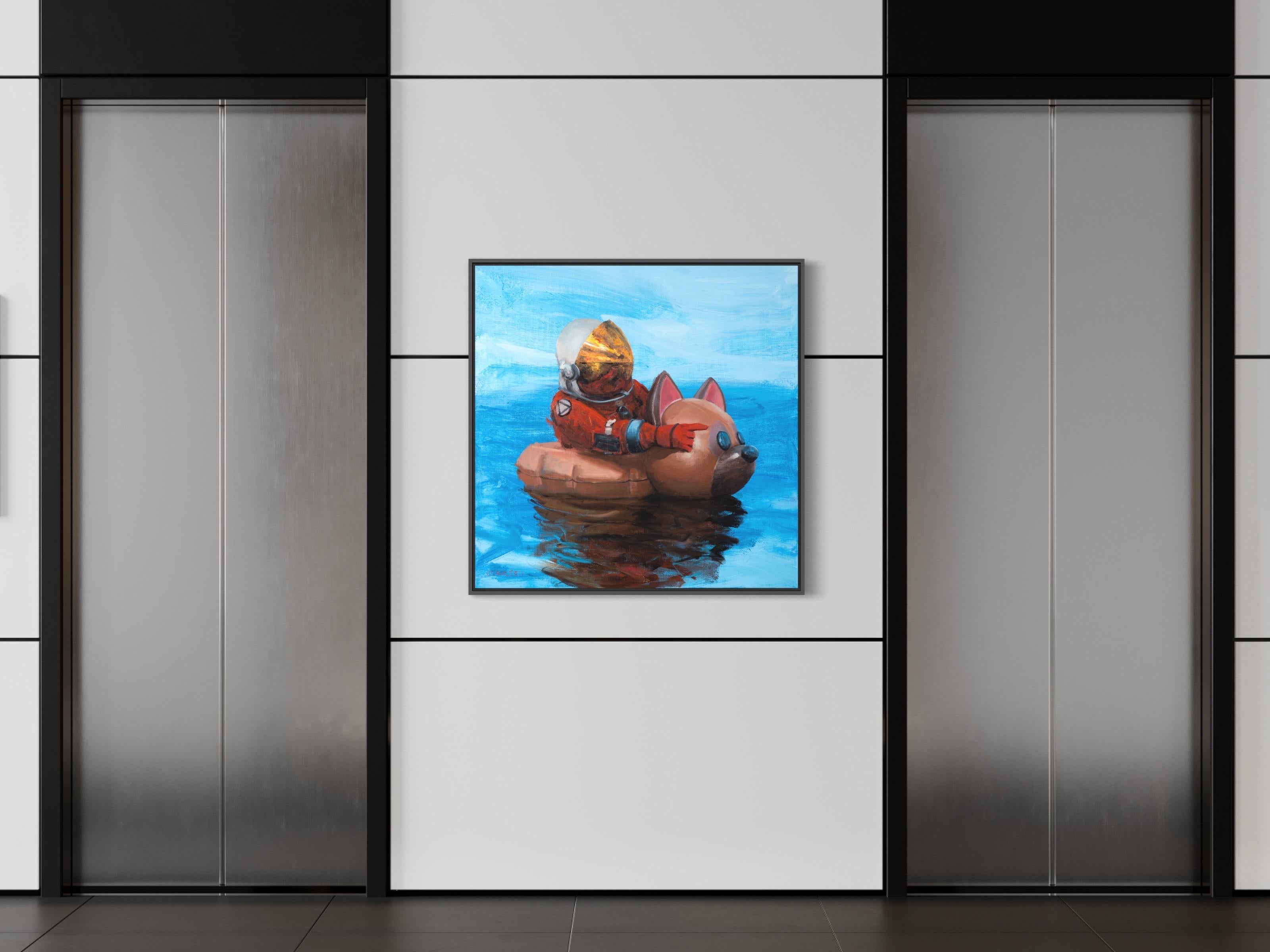„Search“ von Andreas Claussen, Surreales Astronaut-Gemälde im Angebot 4