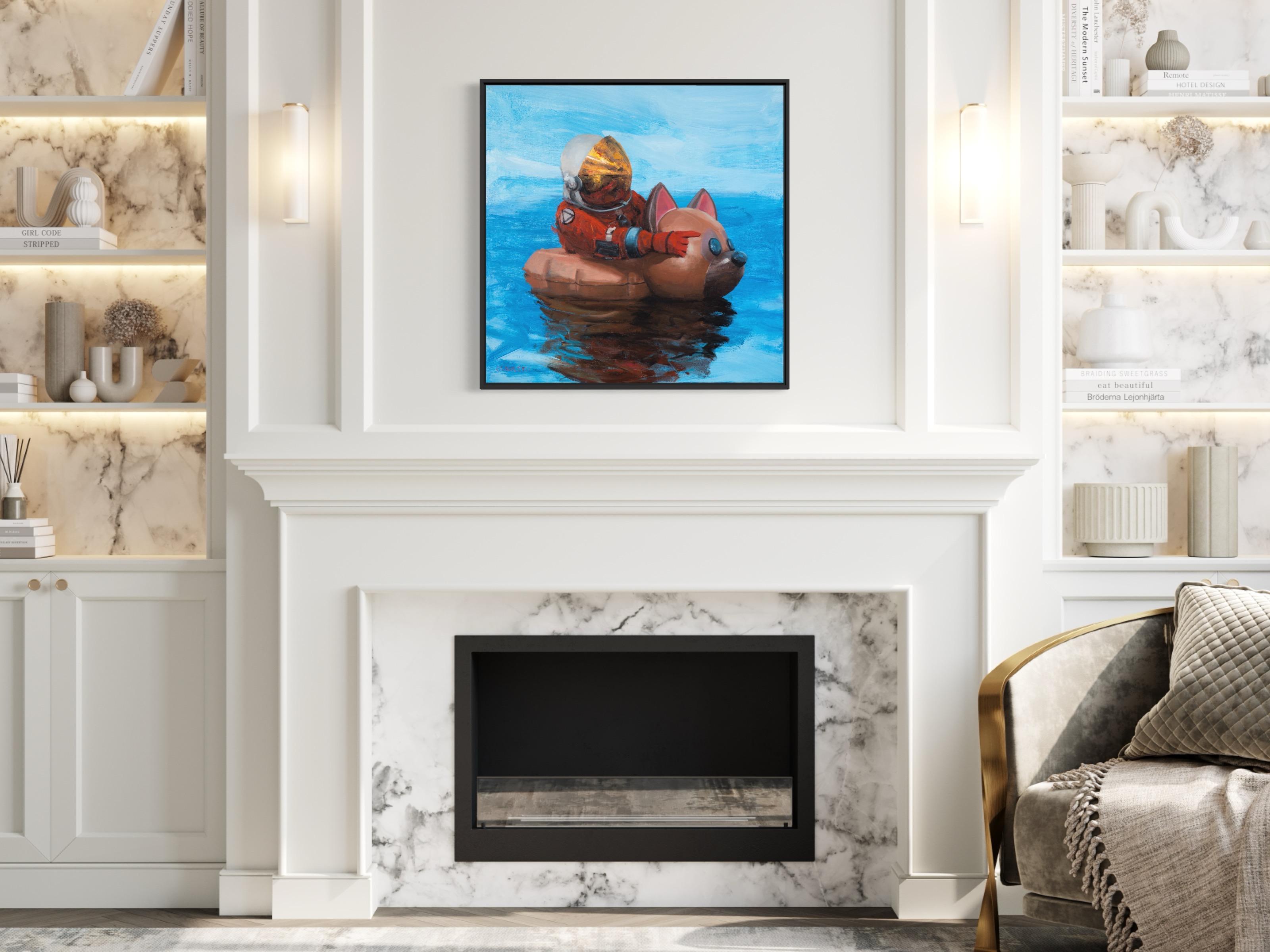 „Search“ von Andreas Claussen, Surreales Astronaut-Gemälde im Angebot 6