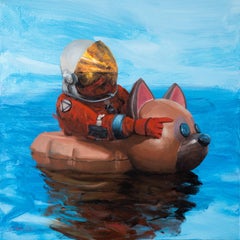 "Búsqueda" de Andreas Claussen, pintura surrealista de un astronauta