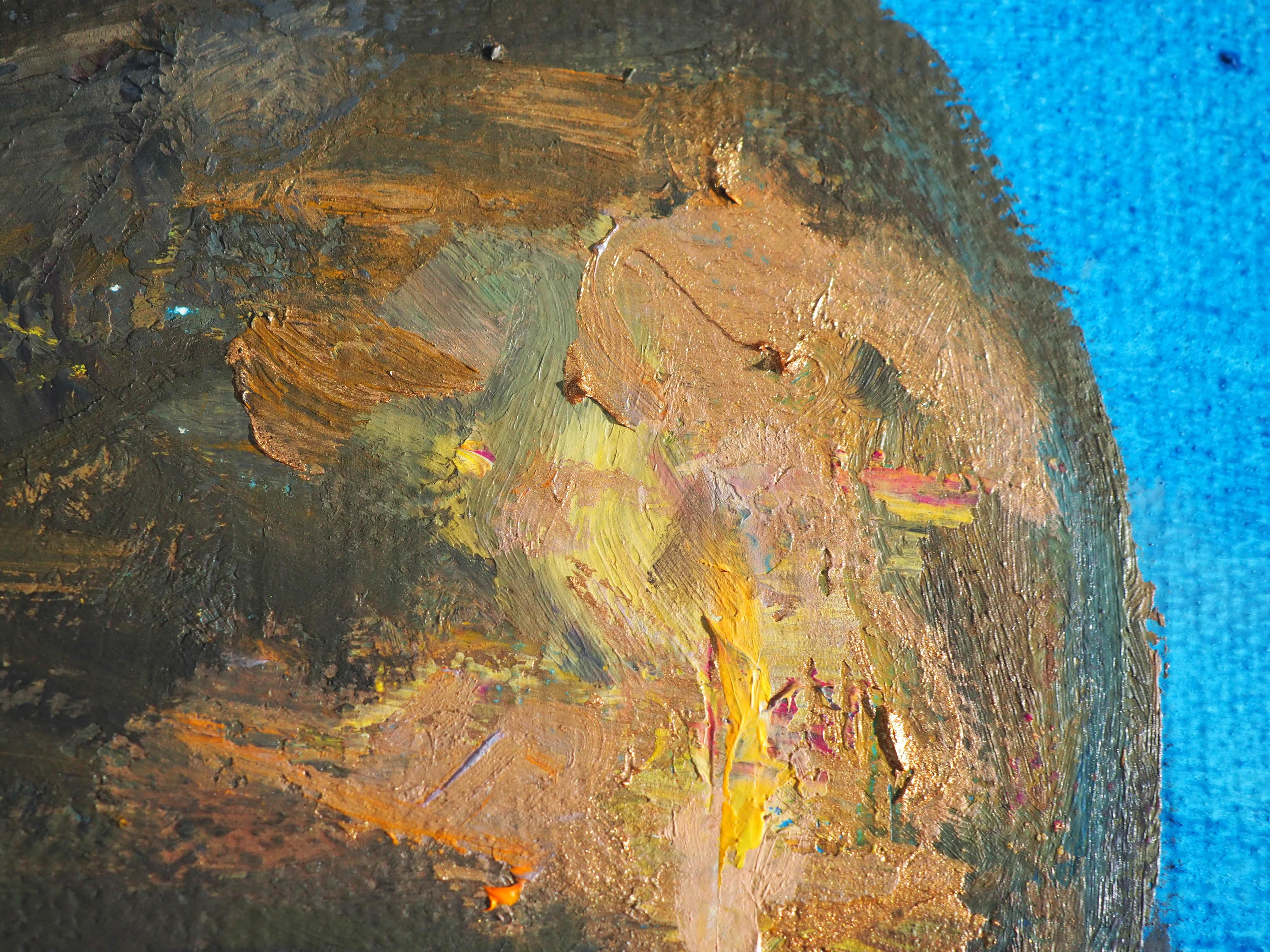 „Stop“ von Andreas Claussen, Surreales Astronaut-Gemälde im Angebot 2