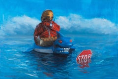"Stop" de Andreas Claussen, pintura surrealista de un astronauta
