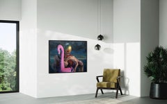 "Non sei più solo" - Quadro a olio con astronauta e figura nuda