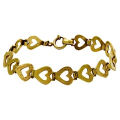 Andreas Daub Gold Plated Open Heart Textured and Shiny Link Bracelet