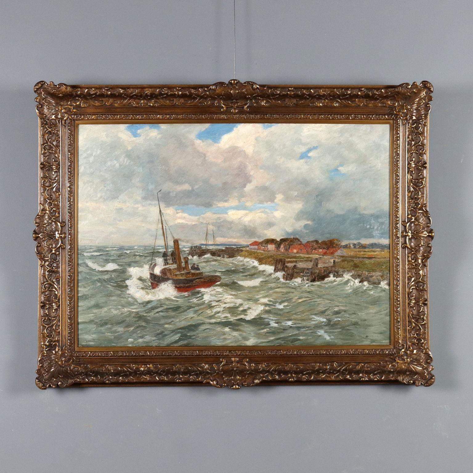 Andreas Dirks Landscape Painting - Maritime foreshortening late 1800s early 1900s
