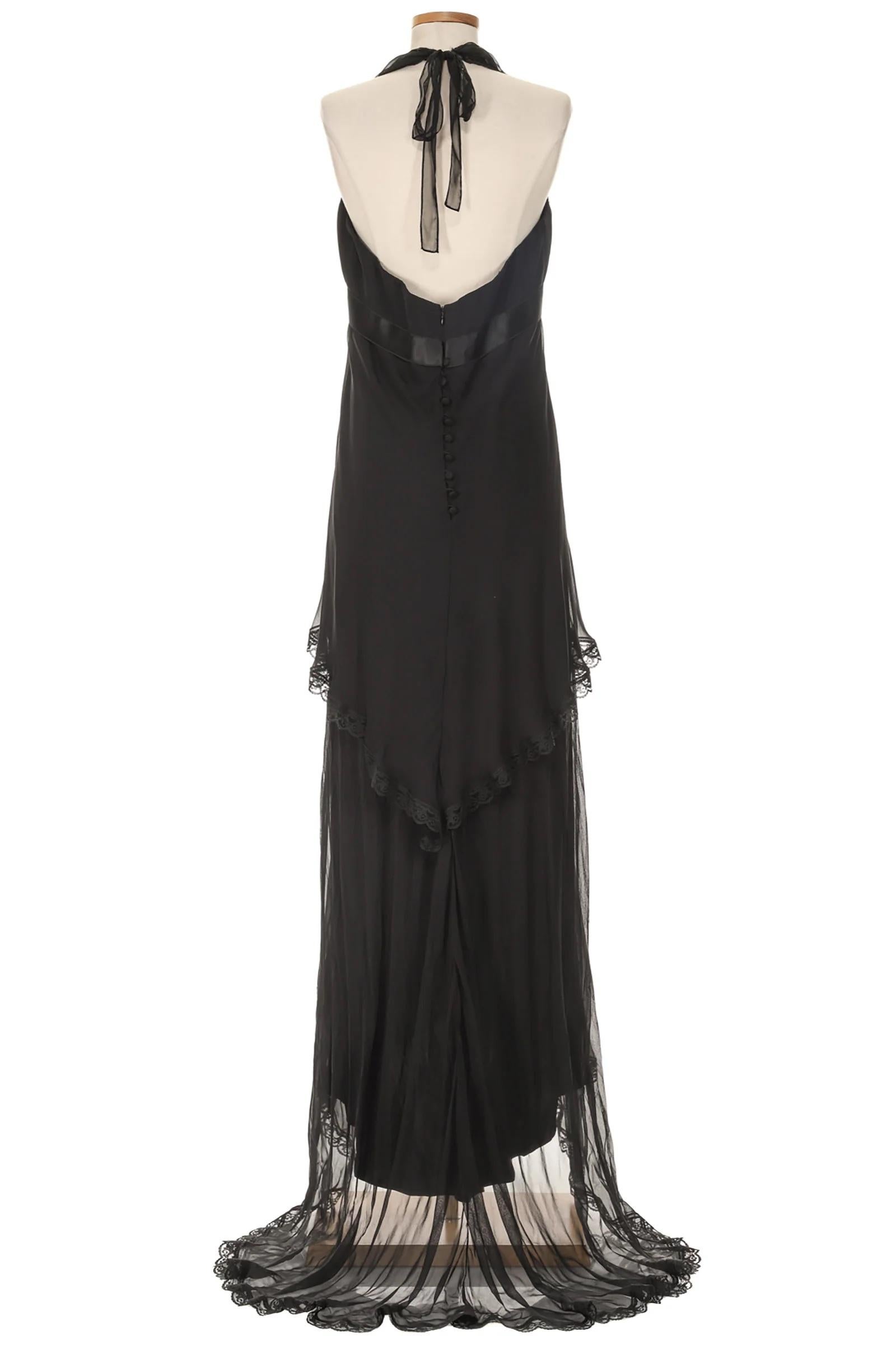 Black Andrea's Fashion Vintage Halter Evening Dress For Sale