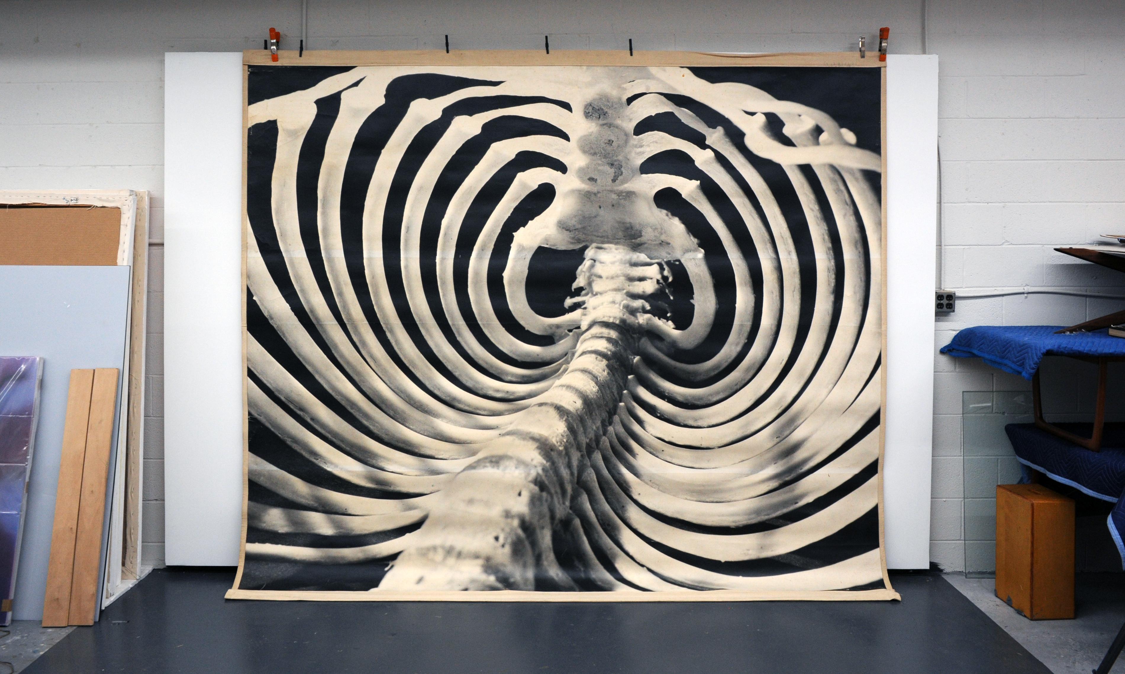 Großes und wunderschönes s/w-Foto des amerikanischen Fotografen Andreas Feininger (1906-1999). Das Foto zeigt einen Gorilla-Rippenkäfig. Gedruckt im Jahr 1951, misst es 8ft. 10 in. x 10ft. Das Foto ist am Leinen befestigt und kann zur einfachen