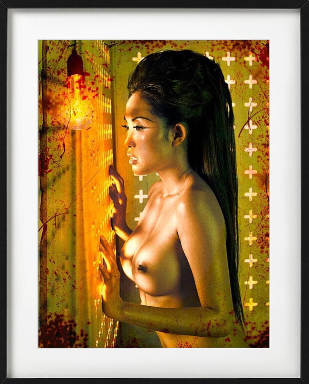 Erotic Nude #4335 - nude portrait in orange, fine art photograpy, 2010 For Sale 2