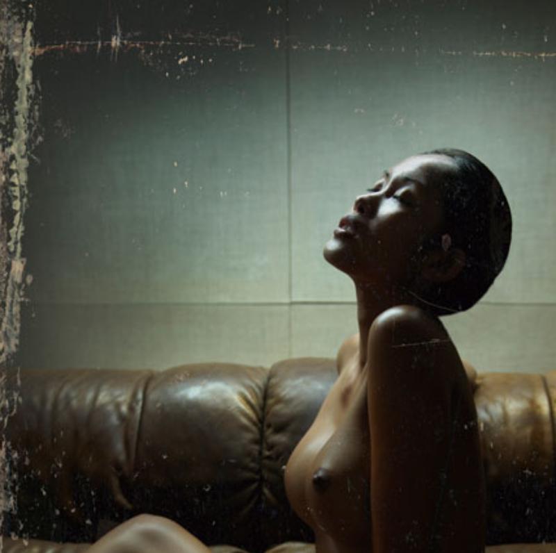 Nudo erotico #6227 - ritratto di nudo su un divano in pelle, fotografia artistica, 2010 in vendita 3