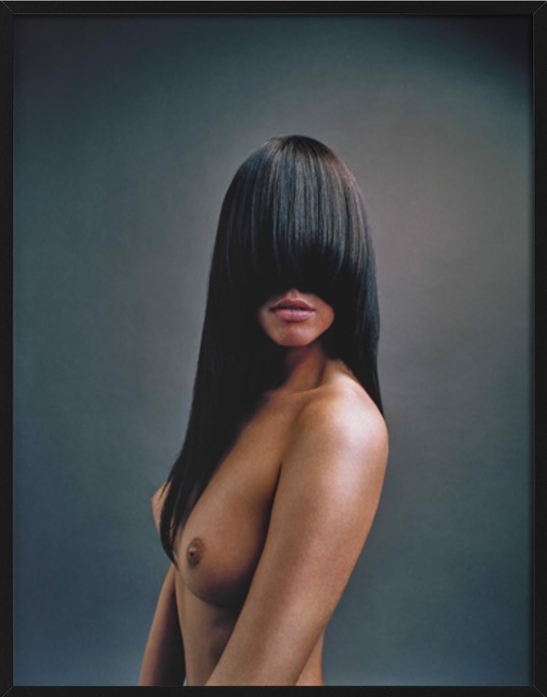 Irina - nude portrait with long hair, fine art photography, 2005 - Black Color Photograph by Andreas H. Bitesnich