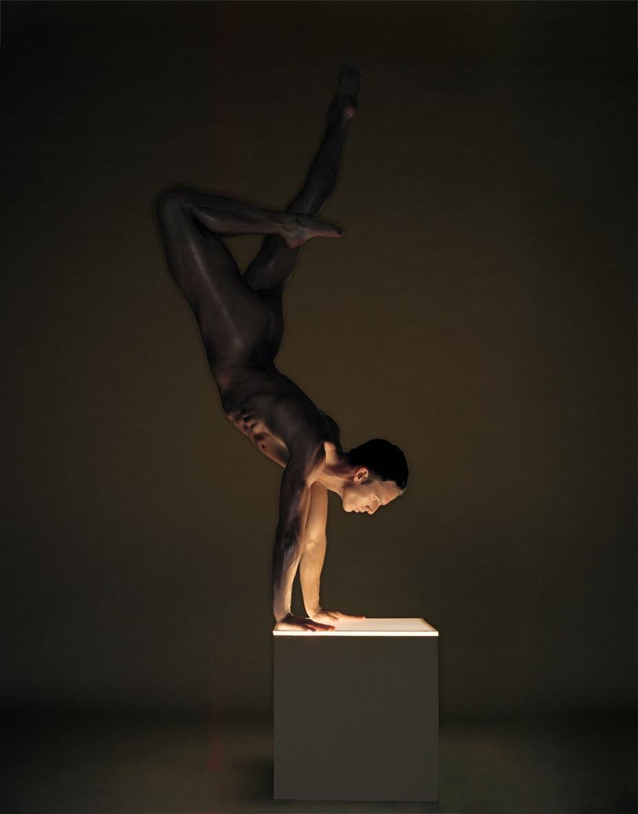 Andreas H. Bitesnich Nude Photograph - Mickey Vienna - male nude in acrobatic pose, Fine Art Photography, 2002