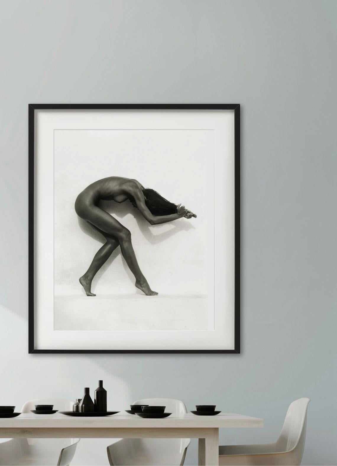 Ulrica, Mykonos - acrobatic nude, fine art photography, 1993 - Gray Nude Photograph by Andreas H. Bitesnich