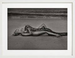 'Yvonne, Thailand' - Nude with snake on the Beach, fine art photography, 1999