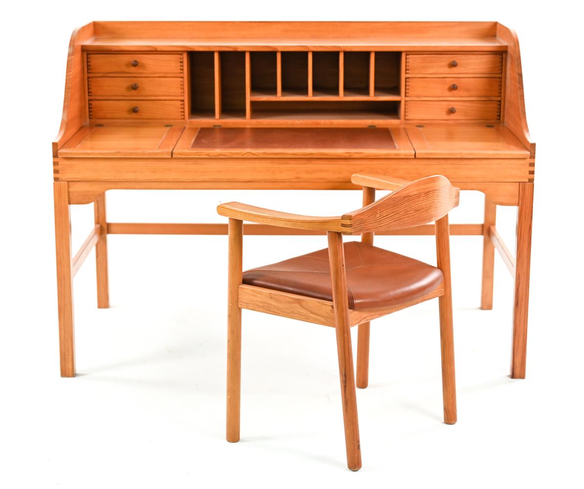 Mid-Century Modern Andreas Hansen Danish Mid-Century Pine Desk & Desk Chair