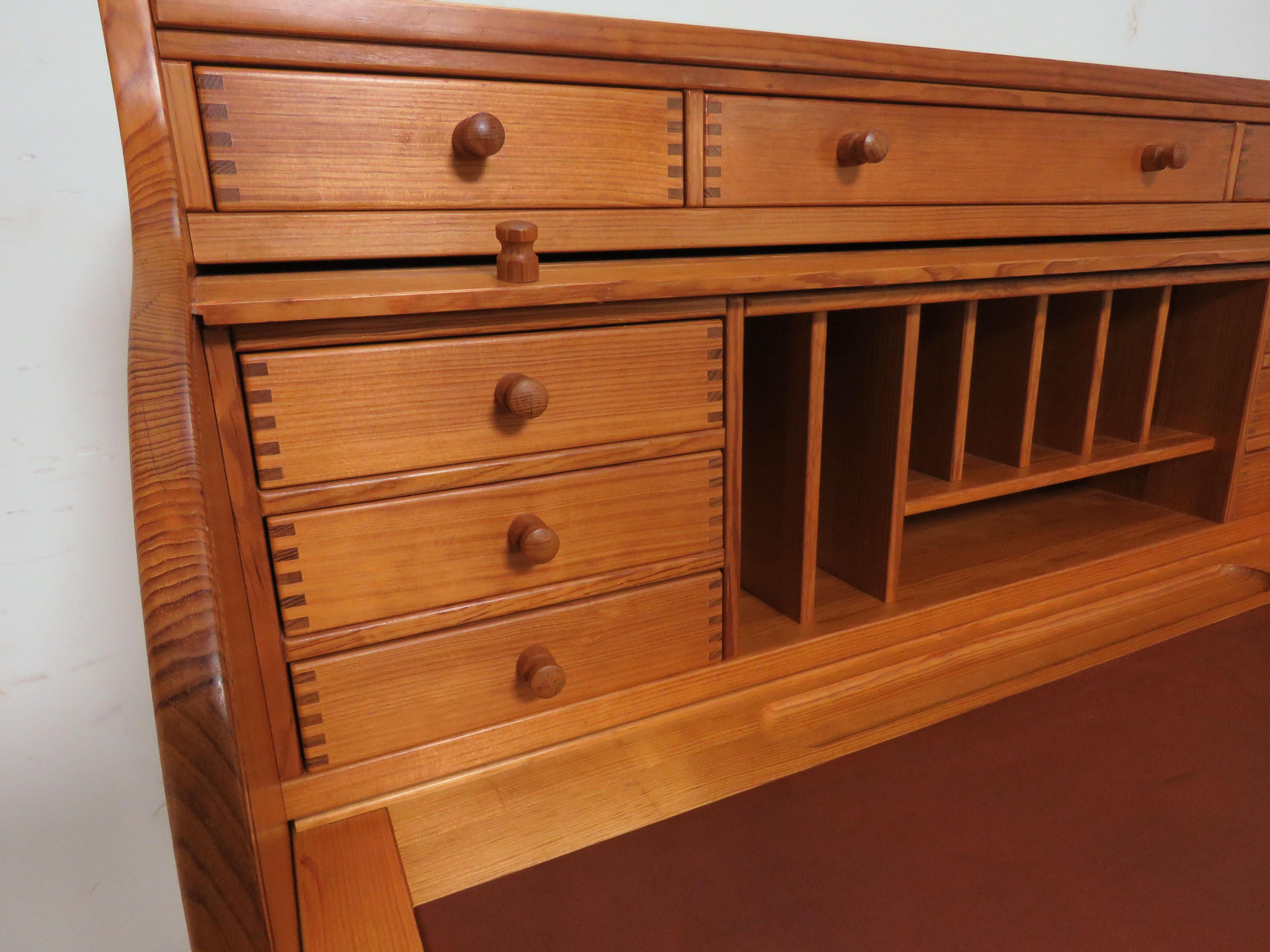 Andreas Hansen Danish Roll Top Writing Desk In Good Condition In Peabody, MA