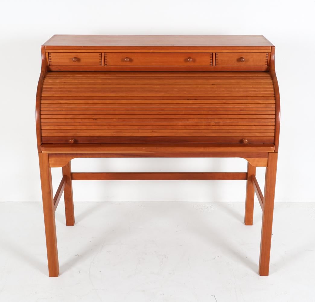 Mid-Century Modern Andreas Hansen for Hadsten Teak Roll-Top Secretary Desk, Circa 1970's