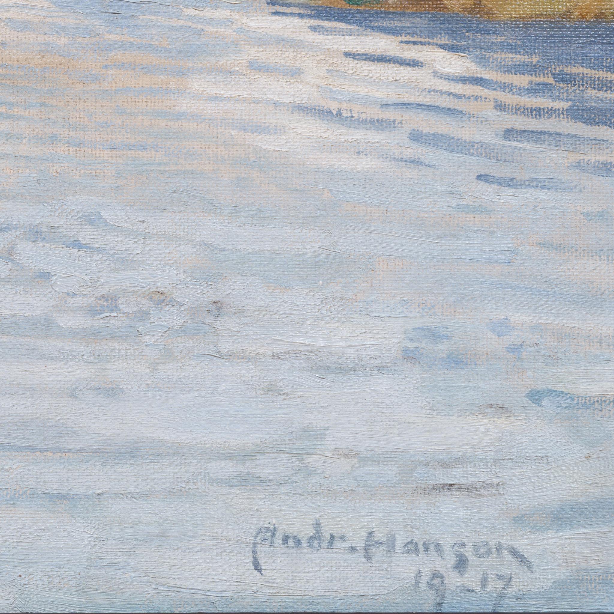 Spring Flood, Ockelbo – Rare Winter Landscape by Andreas Hanson, 1917 For Sale 4