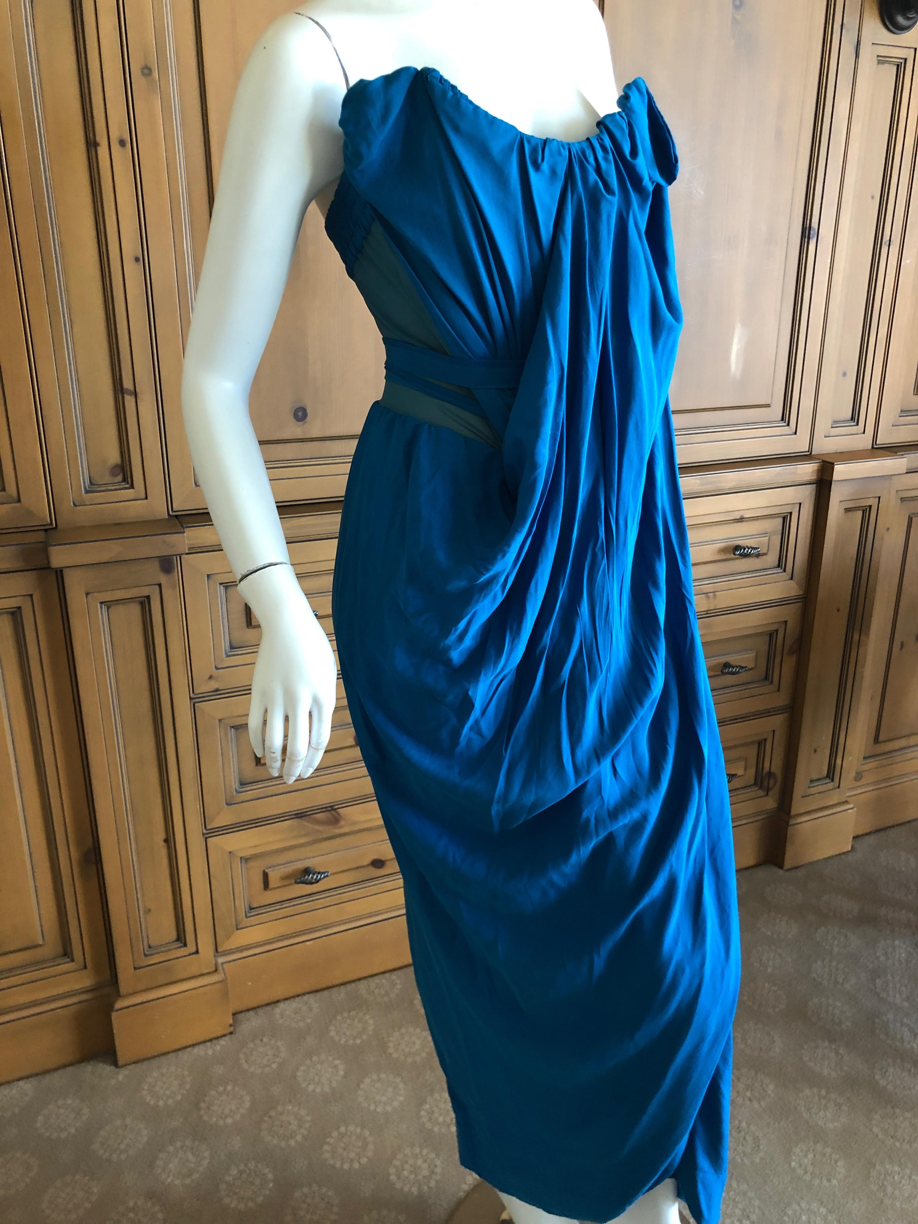 Andreas Kronthaler for Vivienne Westwood Blue Evening Dress with Built In Corset In Excellent Condition For Sale In Cloverdale, CA
