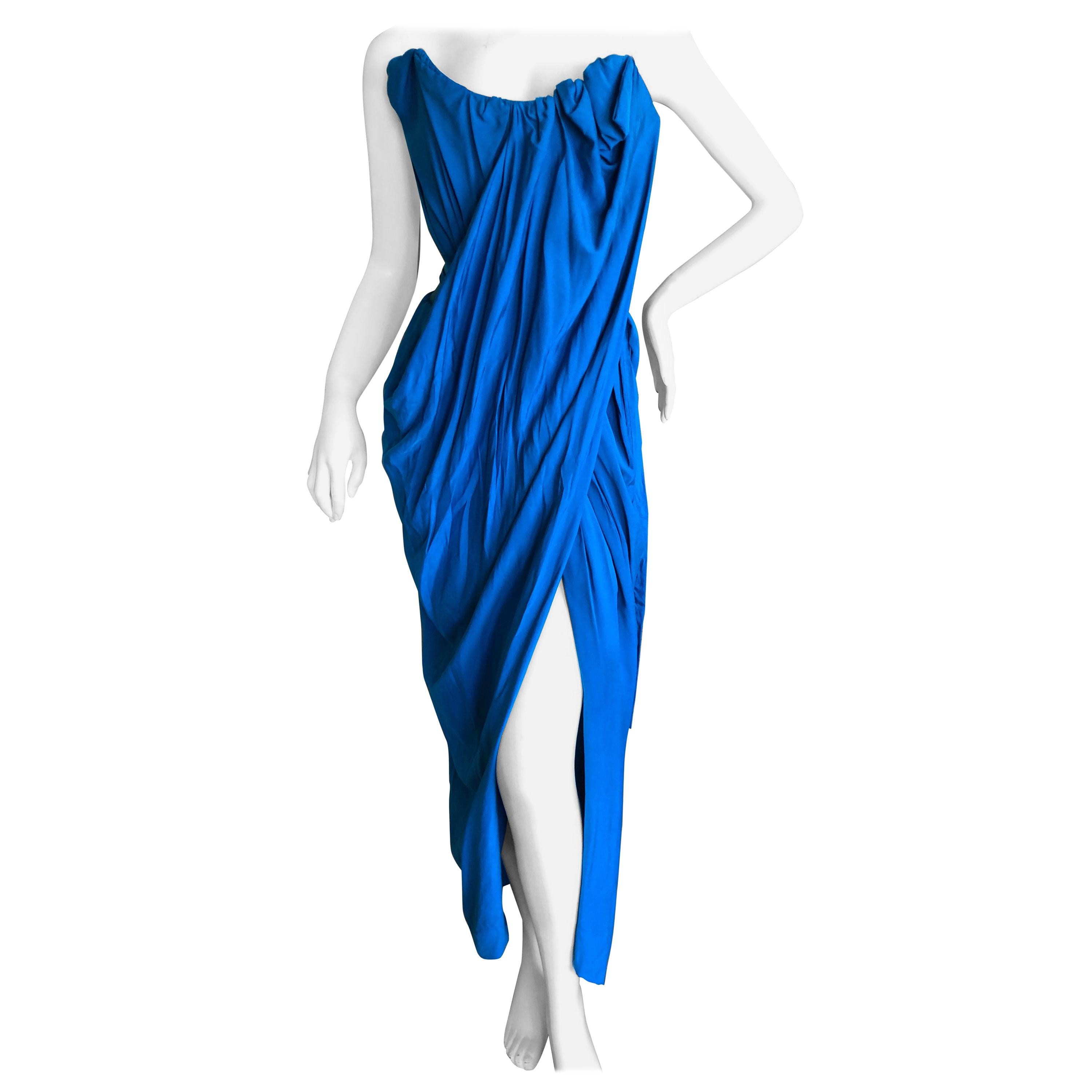 Andreas Kronthaler for Vivienne Westwood Blue Evening Dress with Built In Corset For Sale