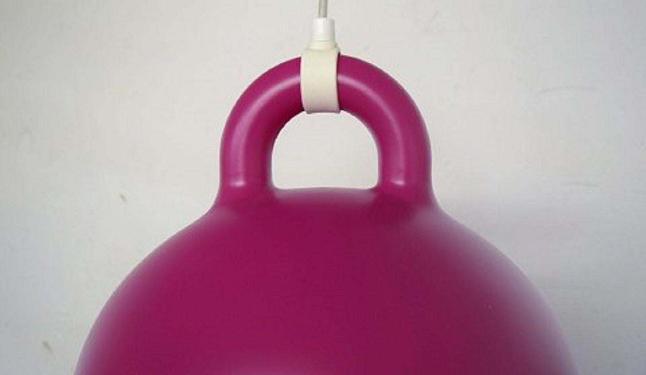 Andreas Lund and Jacob Rudbeck for Normann Copenhagen. Bell pendant in purple/pink lacquered aluminum. Made in a limited edition in this color. 
21st century. 
Two lamps are available.
Diameter: 43 cm.
Height: 46 cm.
In excellent condition.