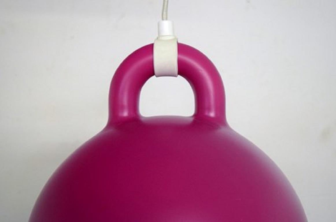 Andreas Lund and Jacob Rudbeck for Normann Copenhagen. Bell pendant in purple/pink lacquered aluminum. Made in a limited edition in this color. 21st century. 
Five pendants are available.
Diameter: 35 cm.
Height: 37 cm.
In excellent condition.