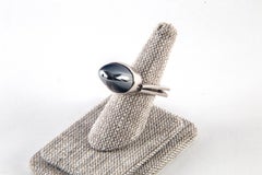 Andreas Mikkelsen for Georg Jensen Hematite and Sterling Silver Ring, Size 5