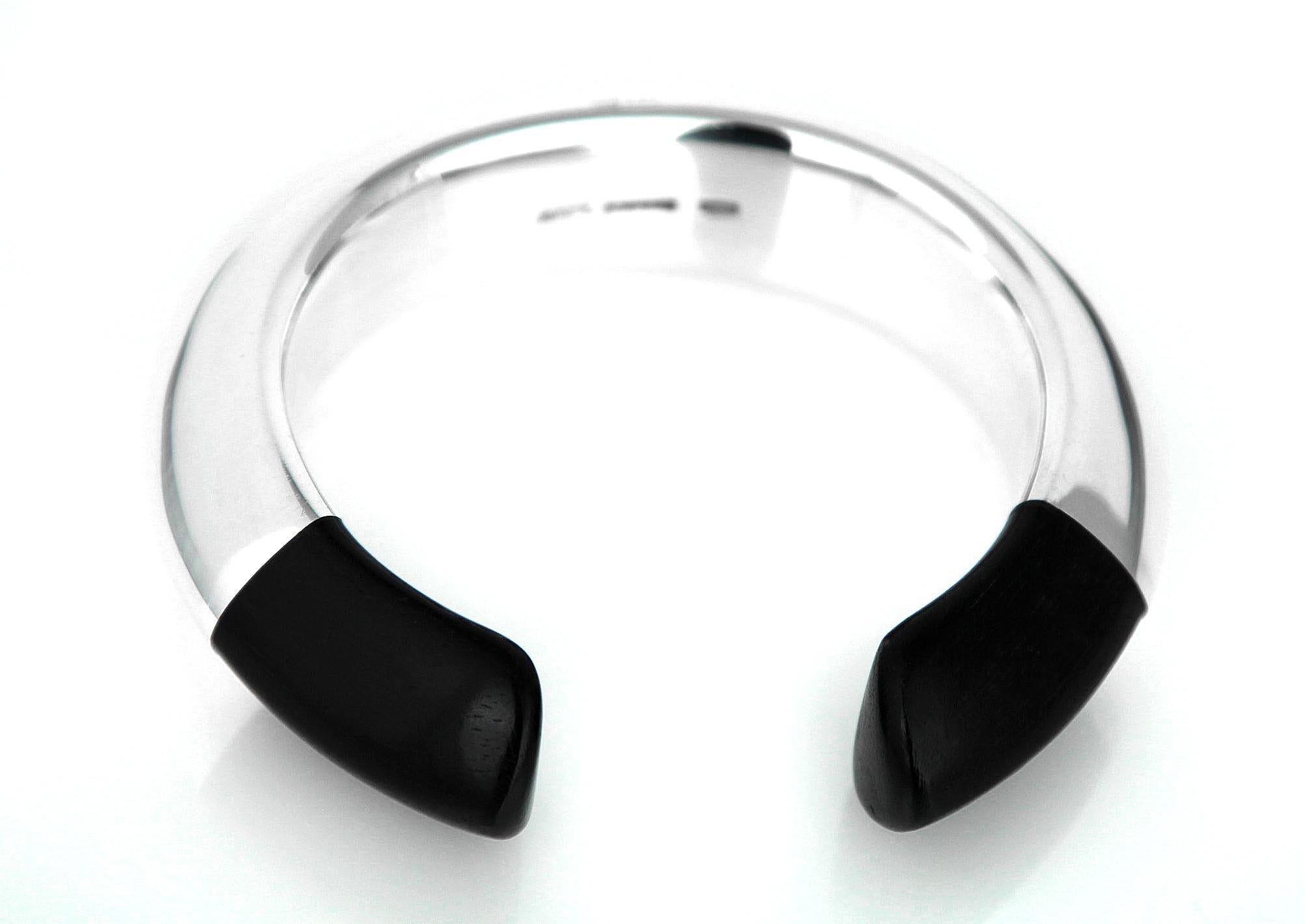 Andreas Mikkelsen Georg Jensen Armreif aus Silber-Ebenholz, Vintage/Retro 1