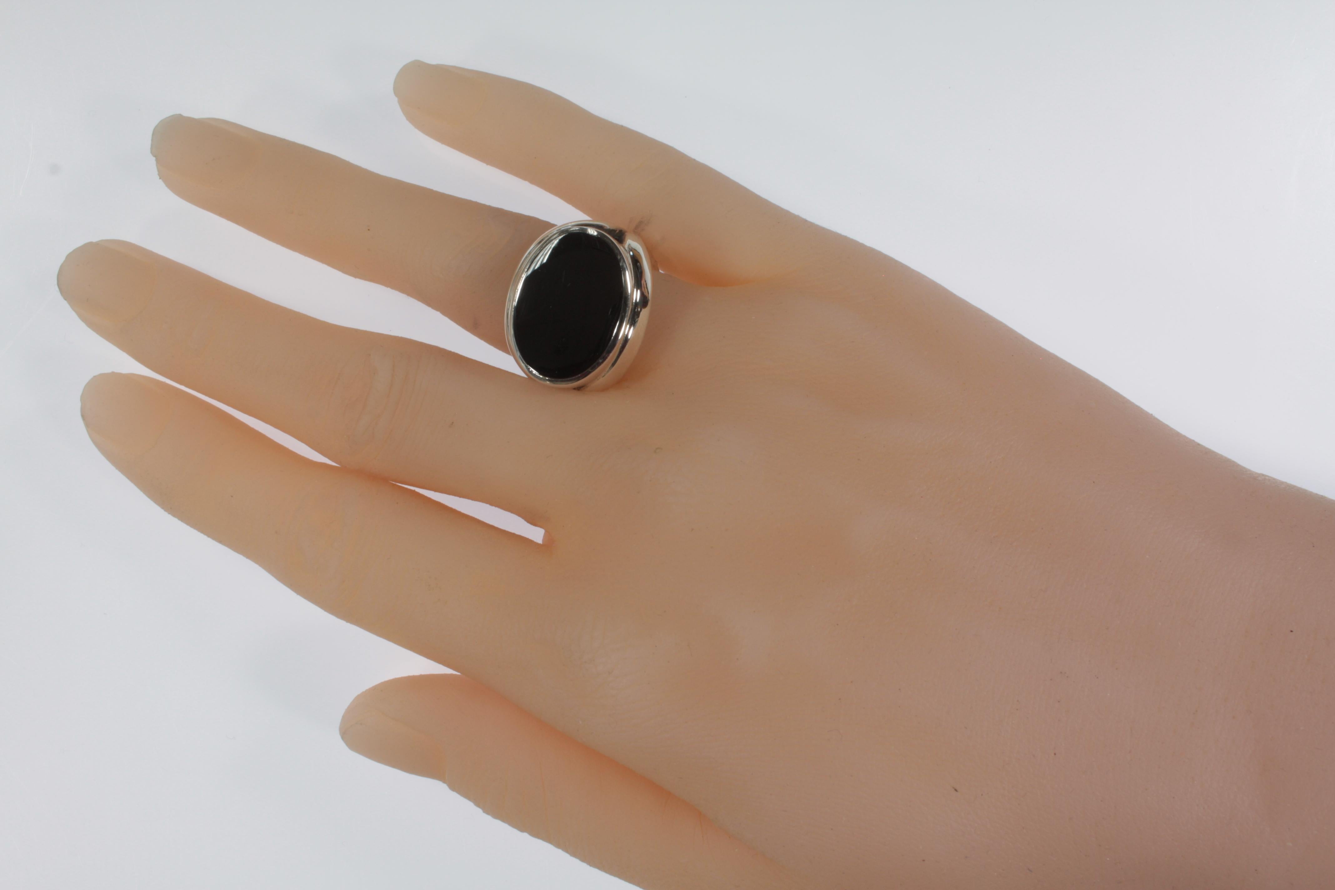 Modernist Andreas Mikkelsen Sterling Silver Ring with Hematite Center Stone For Sale