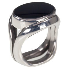 Retro Andreas Mikkelsen Sterling Silver Ring with Hematite Center Stone